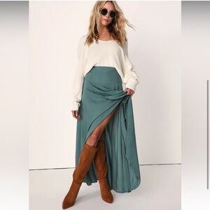 O'Neill Ambrosio High-low Sage Green Cut Out Maxi Skirt Size XS